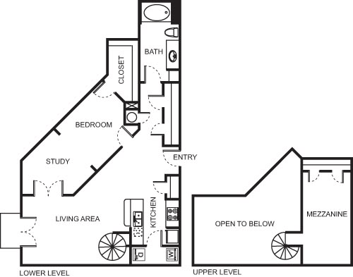 One Bedroom plus Study Mezzanine- 4502 Floorplan Image